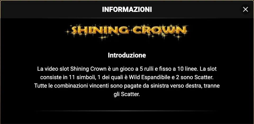 L’introduzione del pannello informazioni di Shining Crown nel client Amusnet